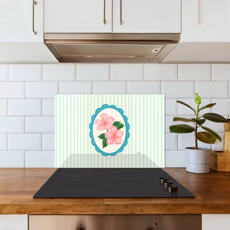 Spatscherm keuken - Bloemen - Ovaal - Strepen - Groen — 6