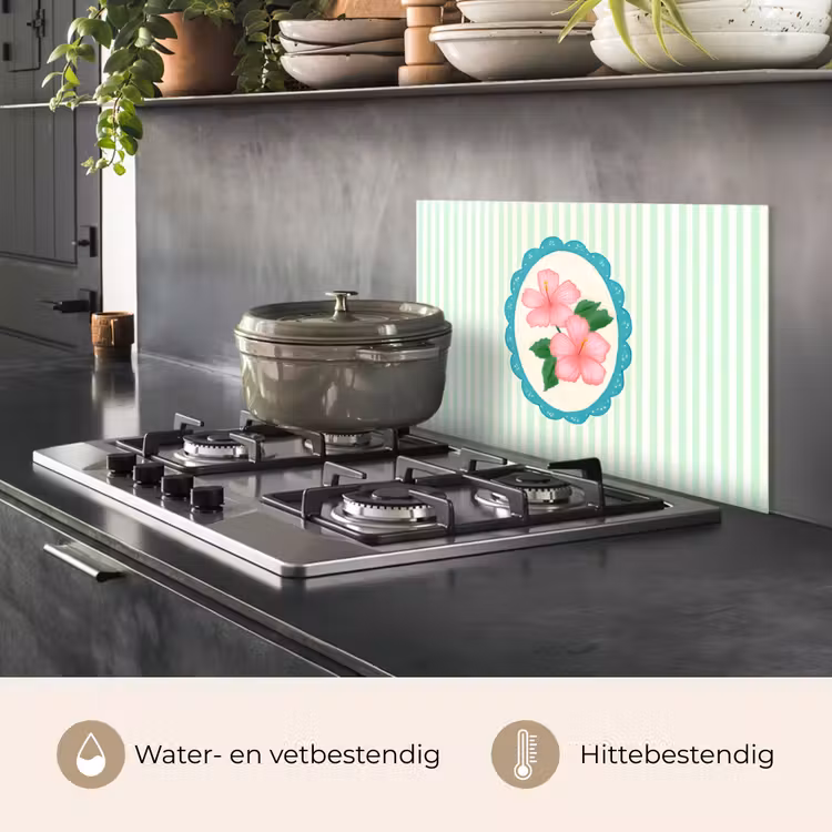 Spatscherm keuken - Bloemen - Ovaal - Strepen - Groen — 7