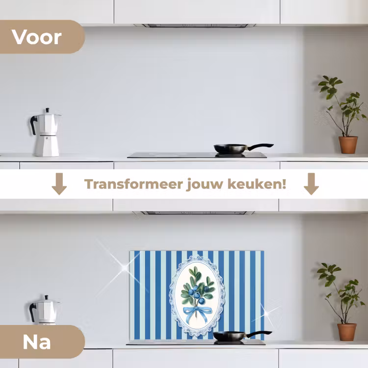 Spatscherm keuken - Illustratie - Bessen - Blauw - Strepen — 3