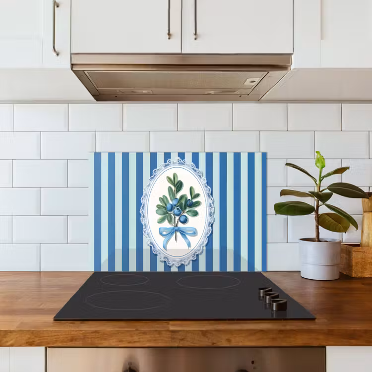 Spatscherm keuken - Illustratie - Bessen - Blauw - Strepen — 6