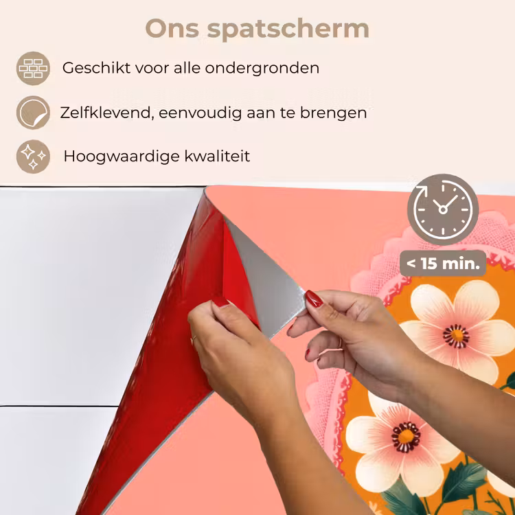 Spatscherm keuken - Illustratie - Bloemen - Rand - Roze — 4