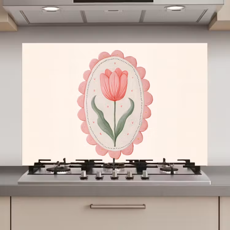 Spatscherm keuken - Tulp - Lijst - Ovaal - Illustratie — 1