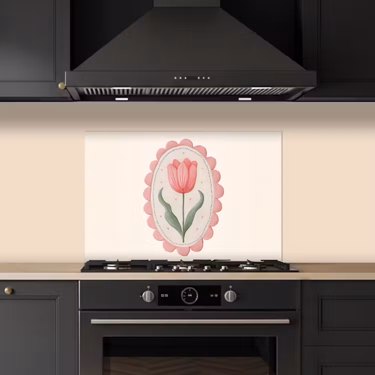 Spatscherm keuken - Tulp - Lijst - Ovaal - Illustratie — 2