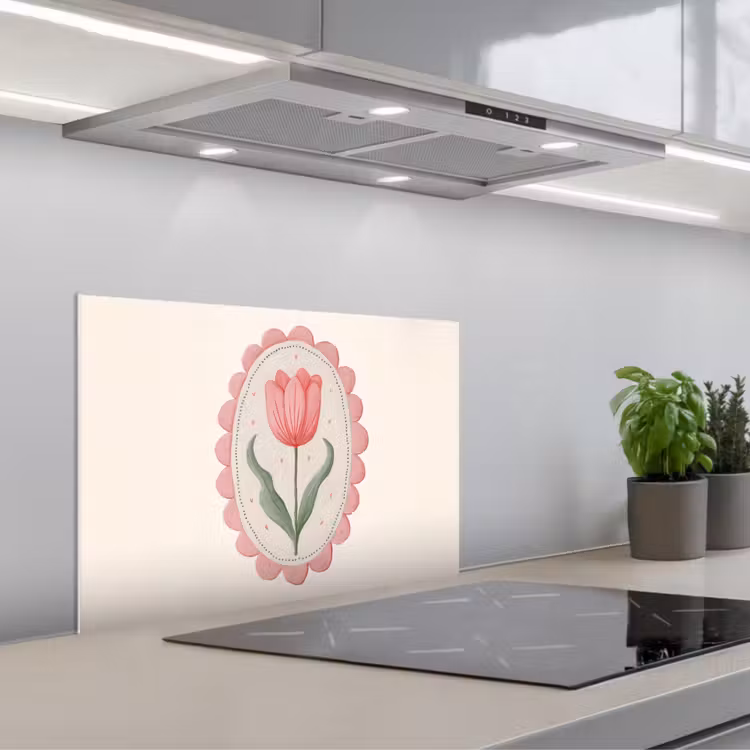 Spatscherm keuken - Tulp - Lijst - Ovaal - Illustratie — 5