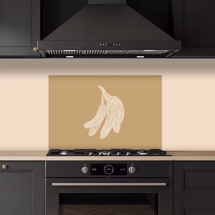 Spatscherm keuken - Bananen - Beige - Lijntekening - Minimalistisch — 2