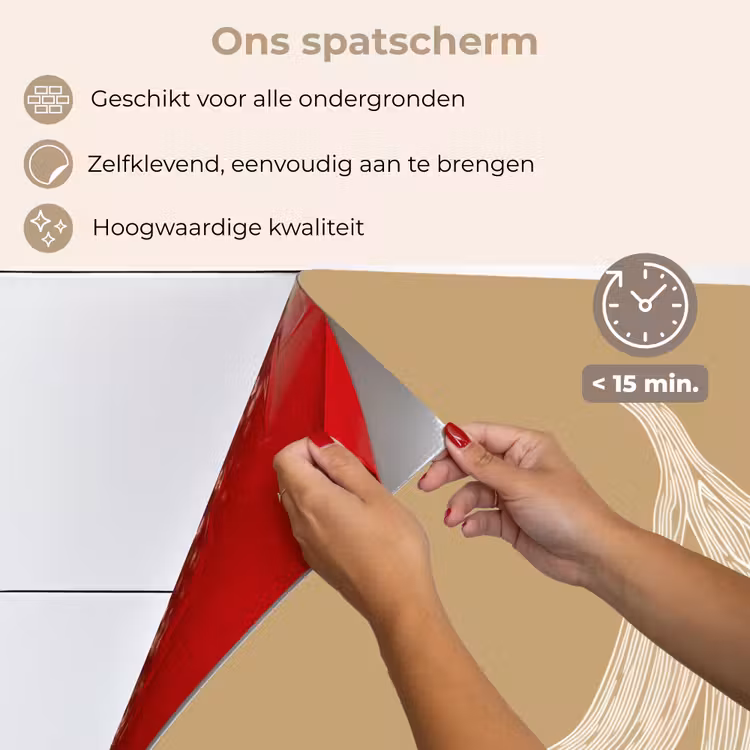 Spatscherm keuken - Bananen - Beige - Lijntekening - Minimalistisch — 4