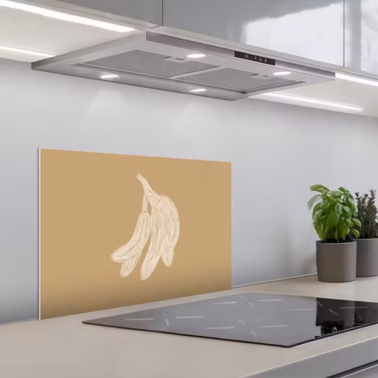 Spatscherm keuken - Bananen - Beige - Lijntekening - Minimalistisch — 5