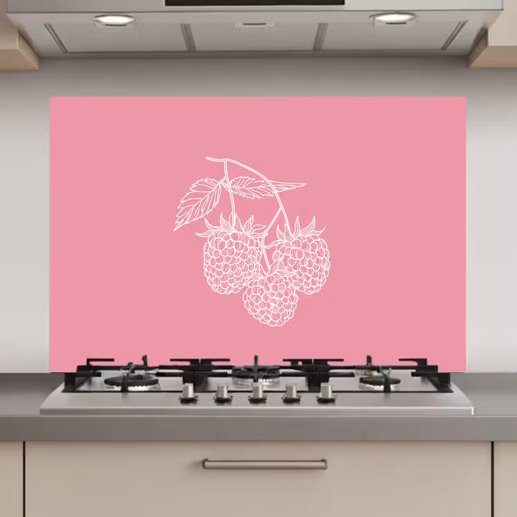 Spatscherm keuken - Frambozen - Steel - Getekend - Roze — 1