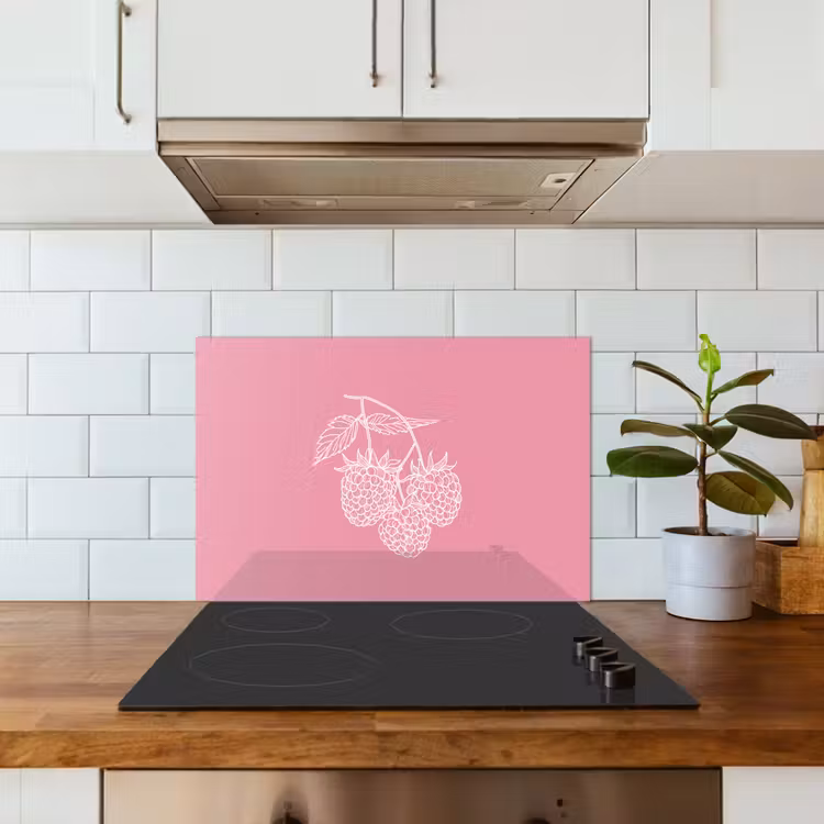 Spatscherm keuken - Frambozen - Steel - Getekend - Roze — 6