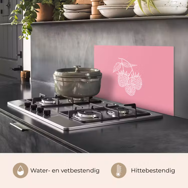 Spatscherm keuken - Frambozen - Steel - Getekend - Roze — 7