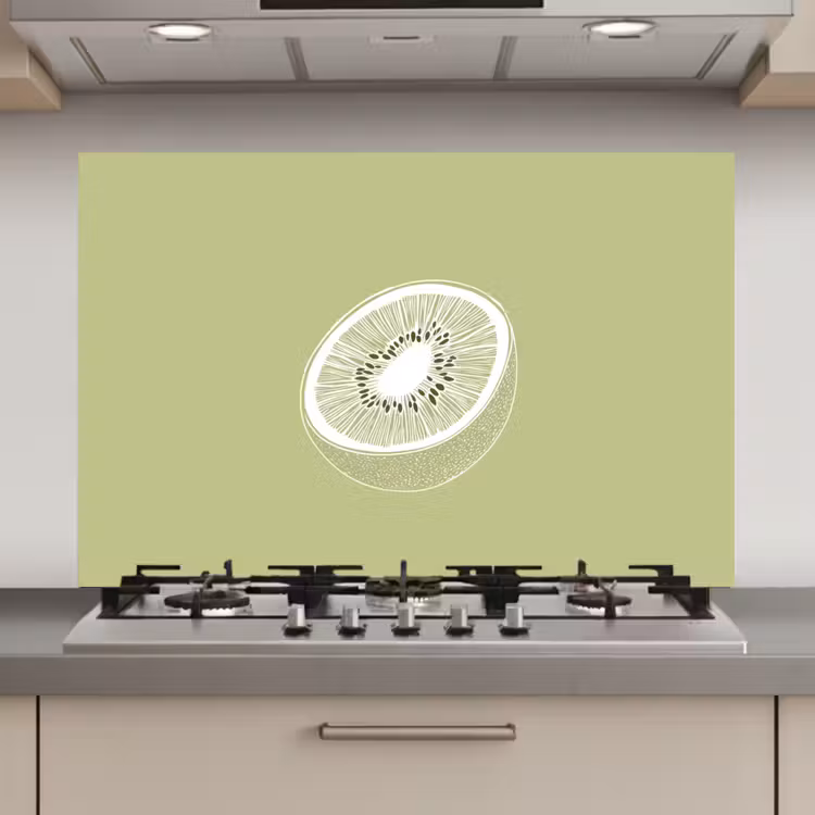 Spatscherm keuken - Kiwi - Lijntekening - Minimalistisch - Groen — 1