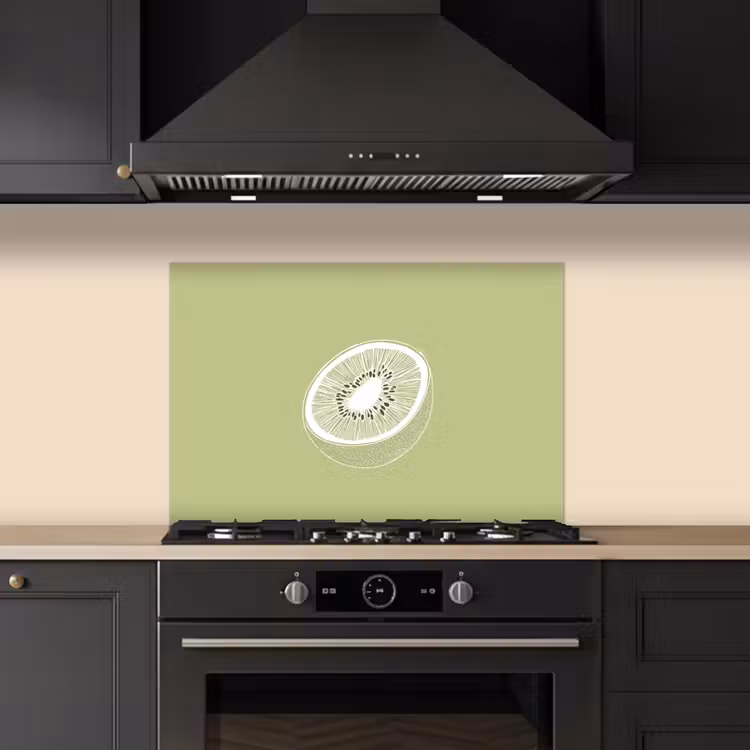 Spatscherm keuken - Kiwi - Lijntekening - Minimalistisch - Groen — 2