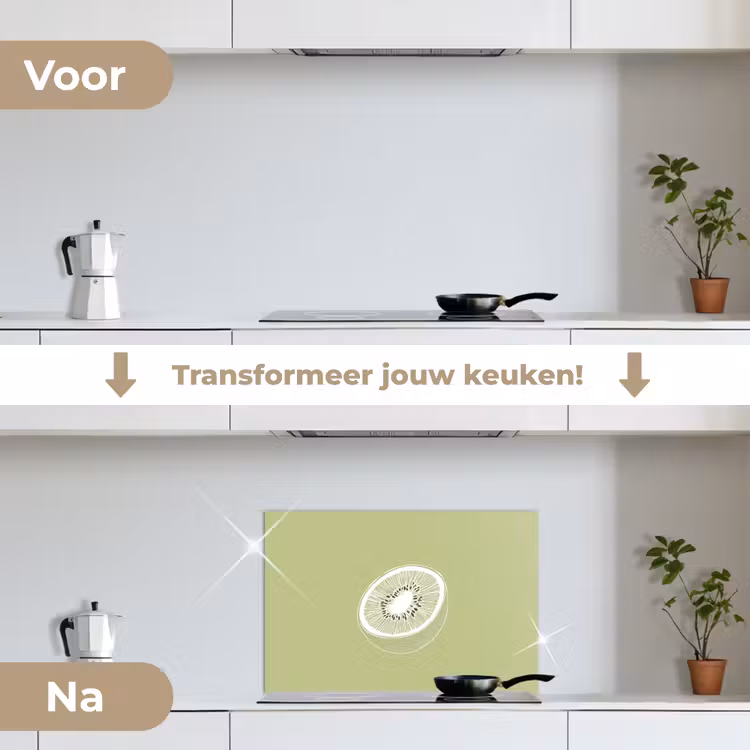 Spatscherm keuken - Kiwi - Lijntekening - Minimalistisch - Groen — 3