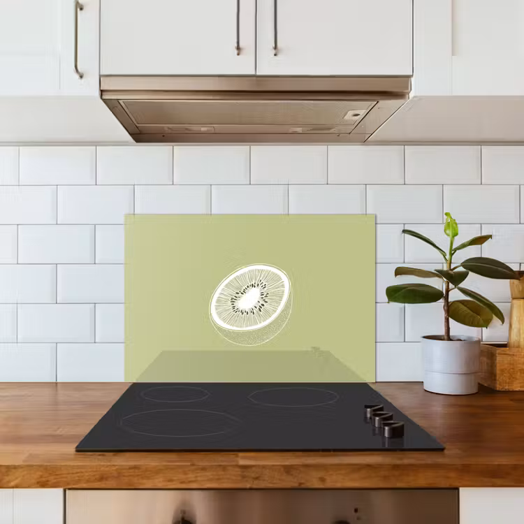 Spatscherm keuken - Kiwi - Lijntekening - Minimalistisch - Groen — 6