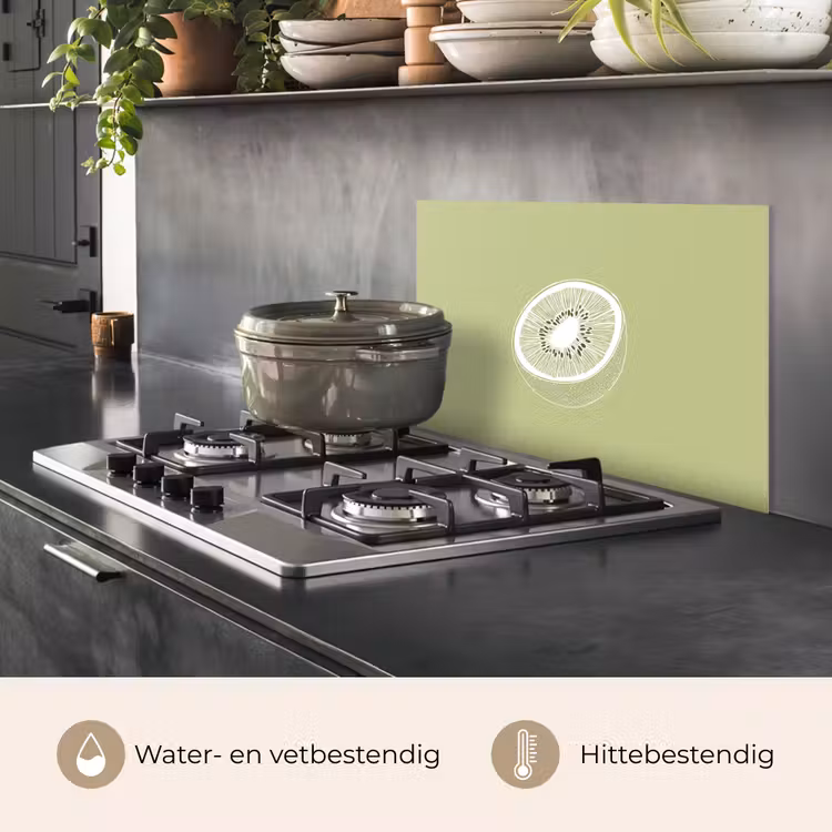 Spatscherm keuken - Kiwi - Lijntekening - Minimalistisch - Groen — 7