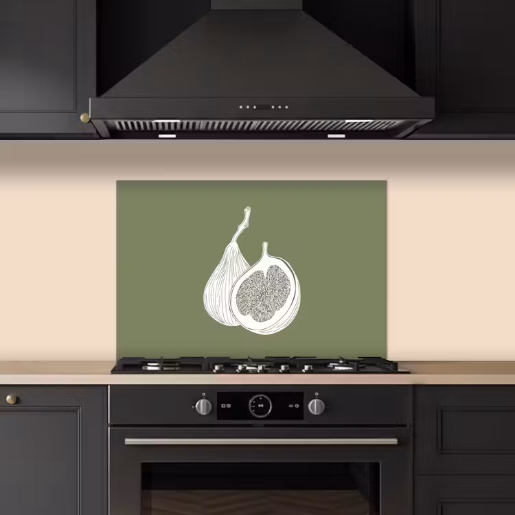 Spatscherm keuken - Vijgen - Minimalistisch - Getekend - Mosgroen — 2