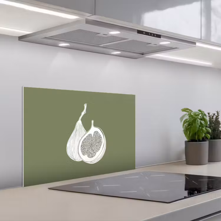 Spatscherm keuken - Vijgen - Minimalistisch - Getekend - Mosgroen — 5