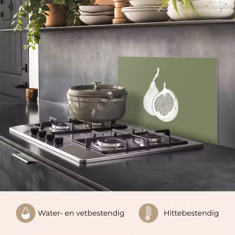Spatscherm keuken - Vijgen - Minimalistisch - Getekend - Mosgroen — 7