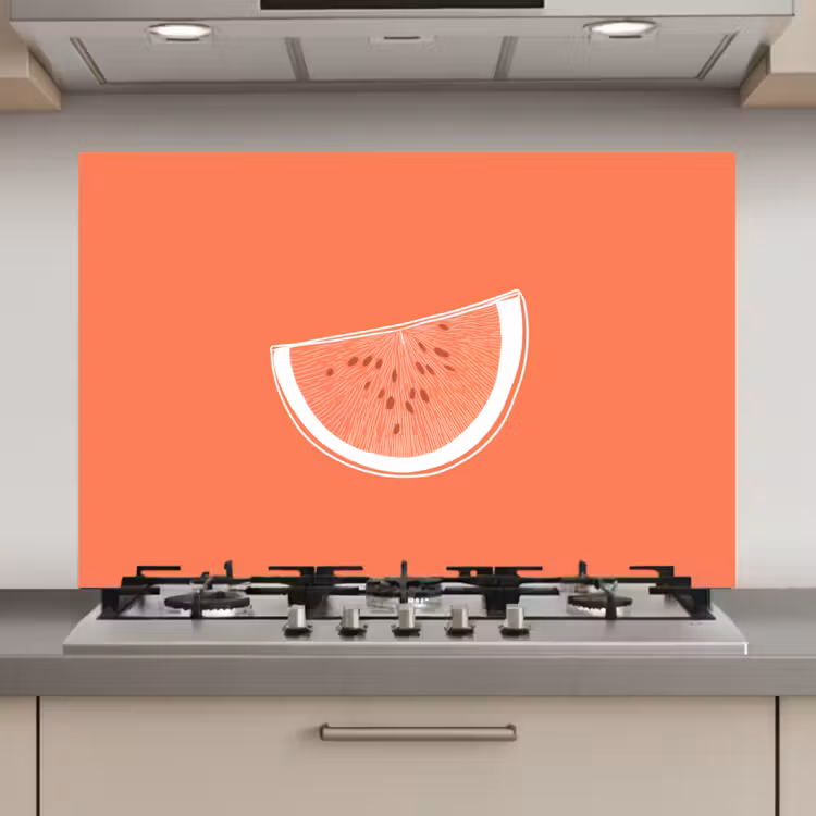 Spatscherm keuken - Watermeloen - Lijnen - Koraalrood — 1