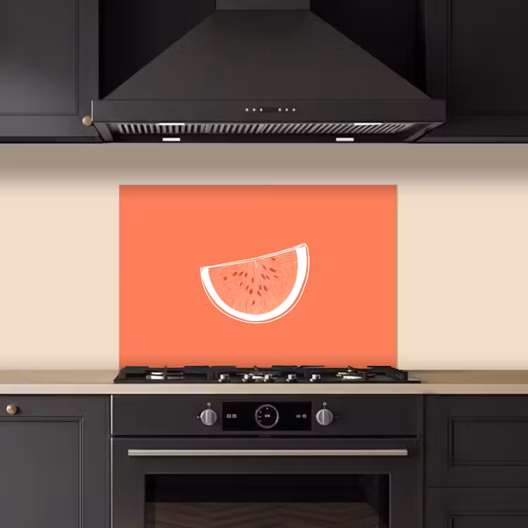 Spatscherm keuken - Watermeloen - Lijnen - Koraalrood — 2