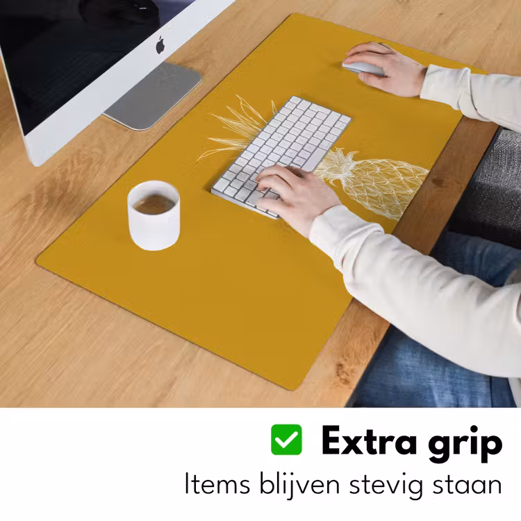 Bureau onderlegger - Lijnillustratie - Ananas - Bladkroon - Okergeel — 5