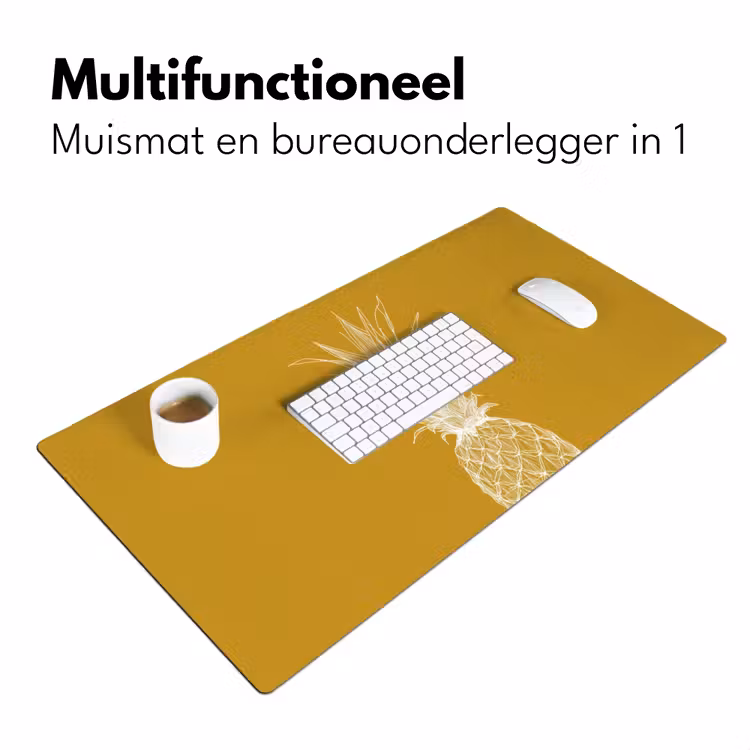 Bureau onderlegger - Lijnillustratie - Ananas - Bladkroon - Okergeel — 6