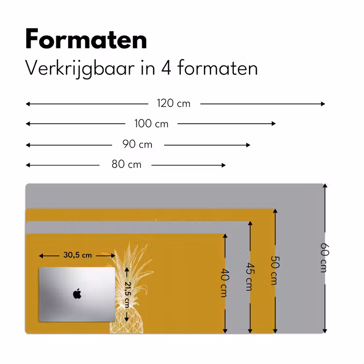 Bureau onderlegger - Lijnillustratie - Ananas - Bladkroon - Okergeel — 7