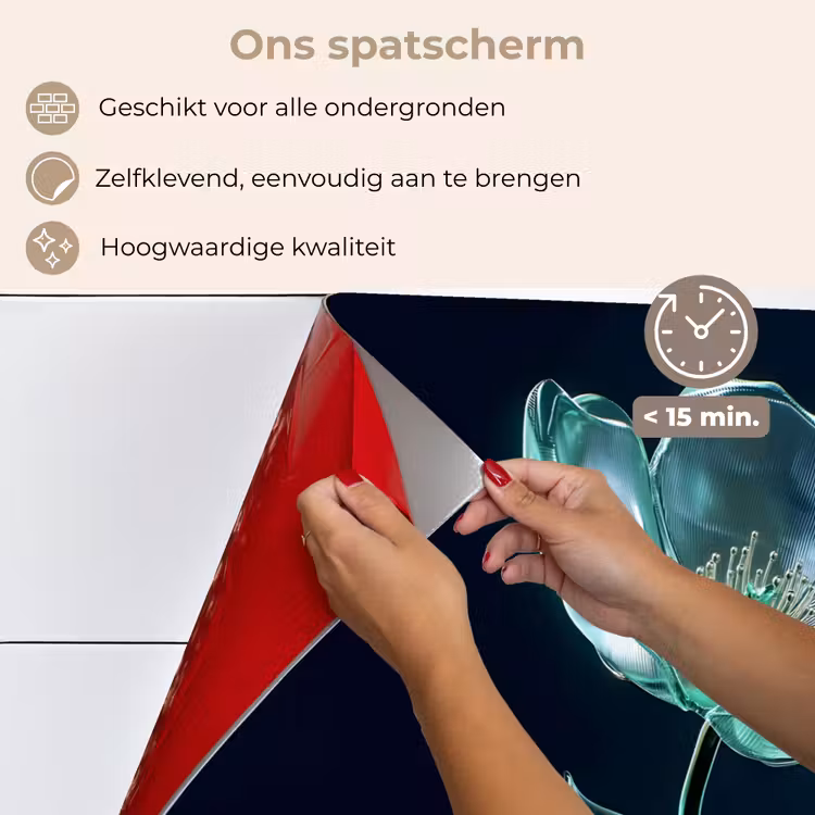 Spatscherm keuken - Bladeren - Bloem - Glazen - Donkerblauw — 4