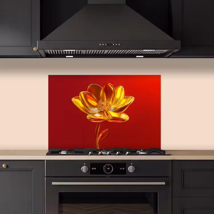 Spatscherm keuken - Bloem - Goud - Glazen — 2