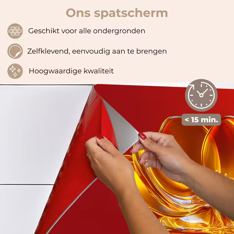 Spatscherm keuken - Bloem - Goud - Glazen — 4