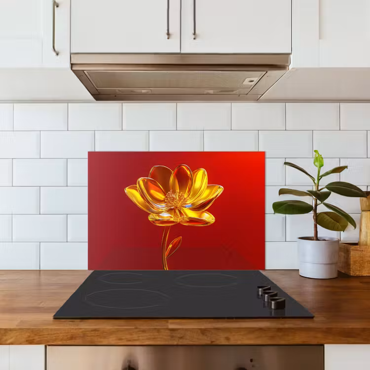 Spatscherm keuken - Bloem - Goud - Glazen — 6