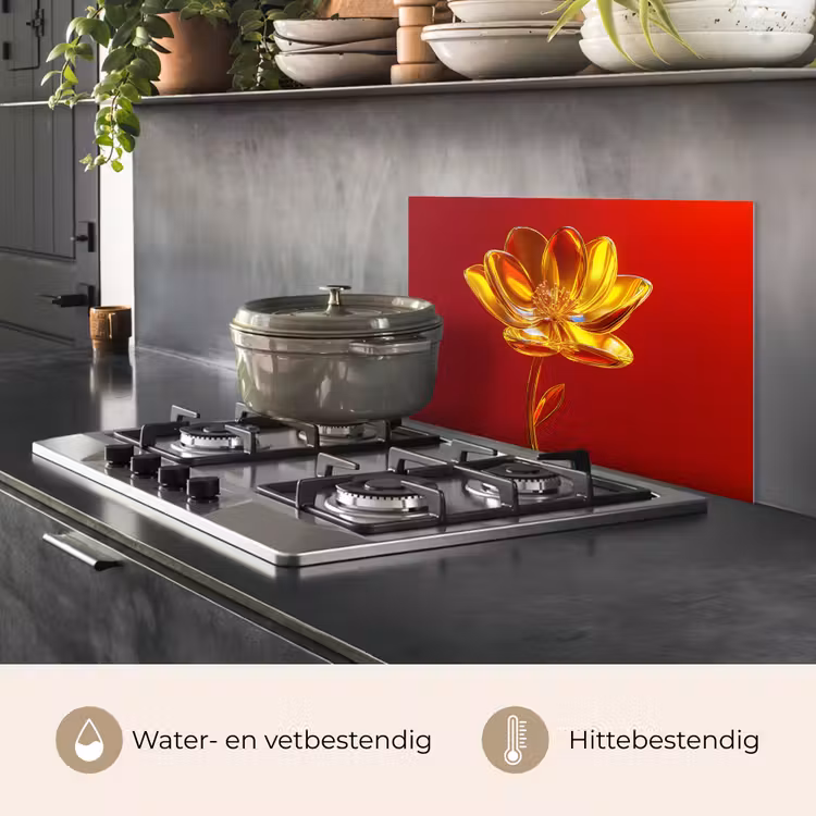 Spatscherm keuken - Bloem - Goud - Glazen — 7