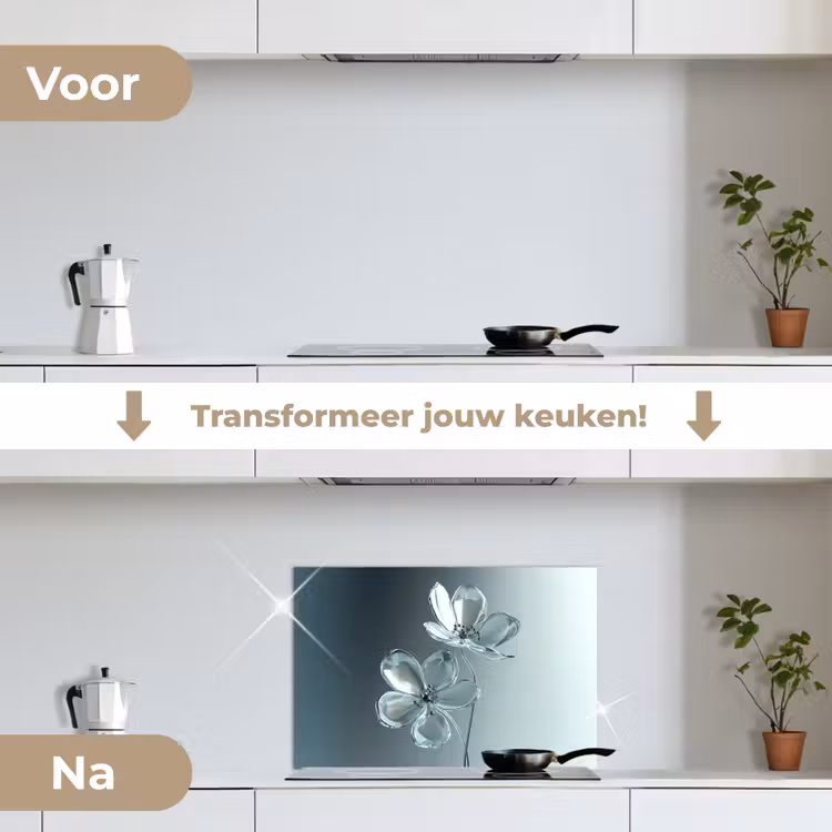Spatscherm keuken - Kristal - Bloemen - Grijs — 3