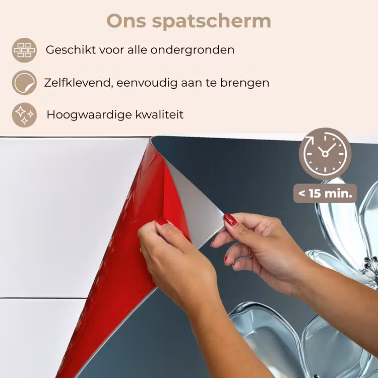Spatscherm keuken - Kristal - Bloemen - Grijs — 4