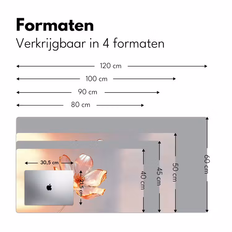 Bureau onderlegger - Glazen - Bloem - Roze — 7