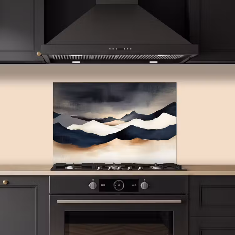 Spatscherm keuken - Bergen - Donkerblauw - Landschap — 2