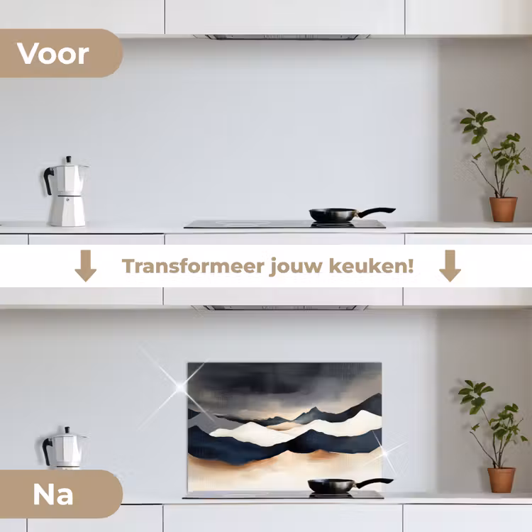 Spatscherm keuken - Bergen - Donkerblauw - Landschap — 3