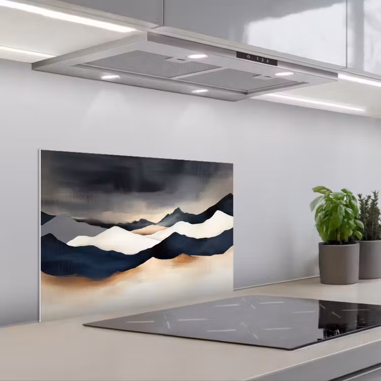 Spatscherm keuken - Bergen - Donkerblauw - Landschap — 5