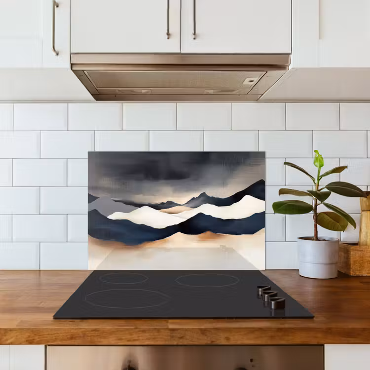 Spatscherm keuken - Bergen - Donkerblauw - Landschap — 6