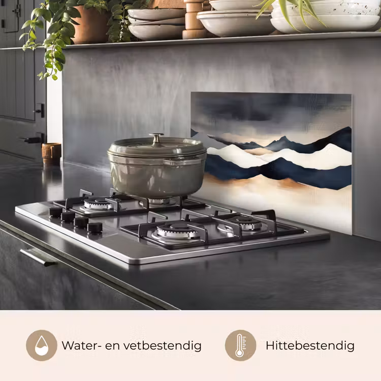 Spatscherm keuken - Bergen - Donkerblauw - Landschap — 7