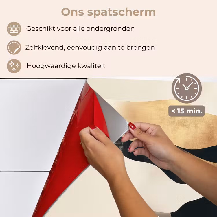 Spatscherm keuken - Vrouw - Golven - Zwart — 4
