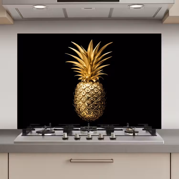 Spatscherm keuken - Ananas - Zwart - Goud - Luxe — 1