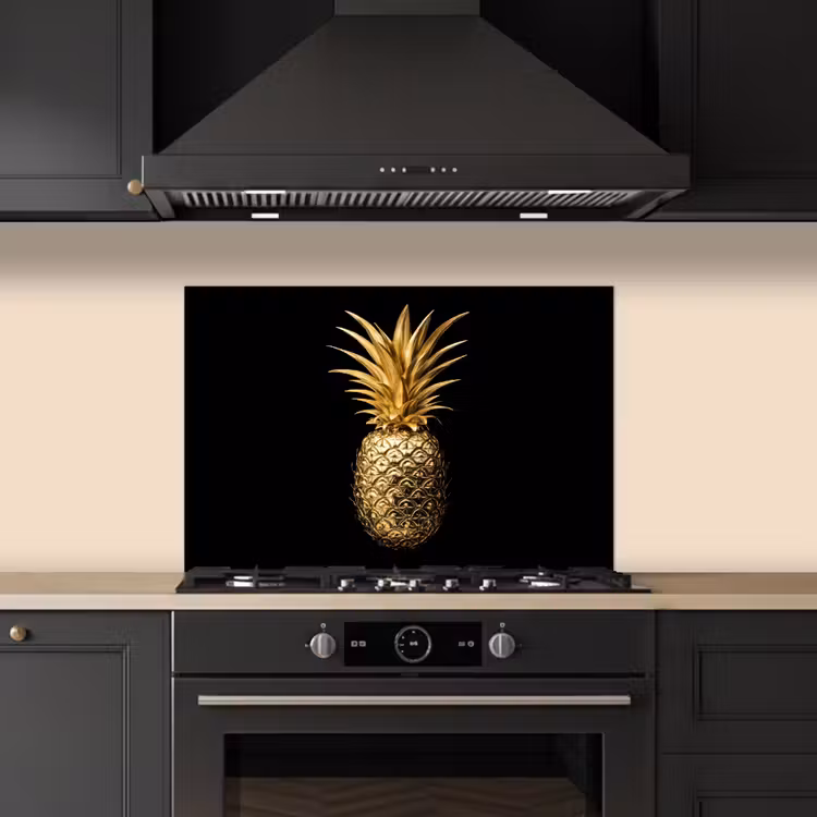 Spatscherm keuken - Ananas - Zwart - Goud - Luxe — 2