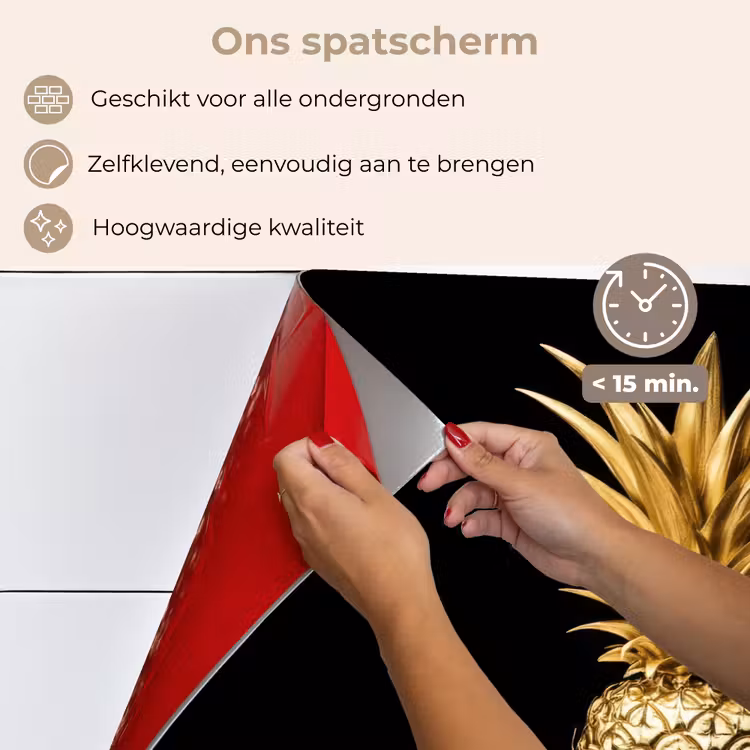 Spatscherm keuken - Ananas - Zwart - Goud - Luxe — 4