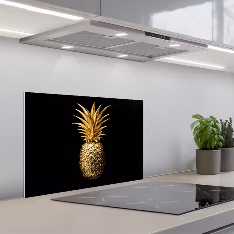 Spatscherm keuken - Ananas - Zwart - Goud - Luxe — 5