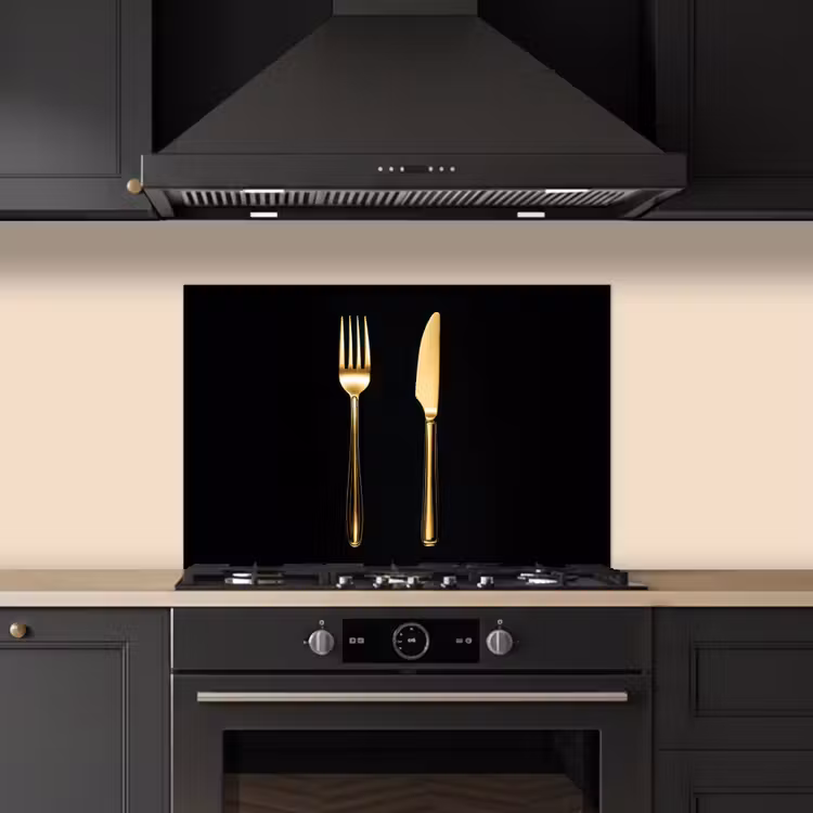 Spatscherm keuken - Bestek - Goud - Mes - Vork — 2