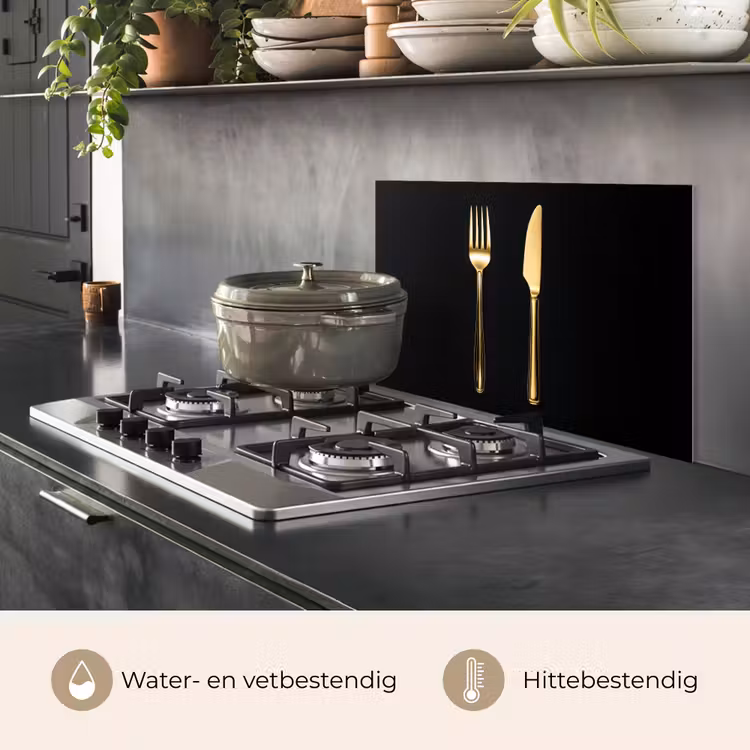 Spatscherm keuken - Bestek - Goud - Mes - Vork — 7