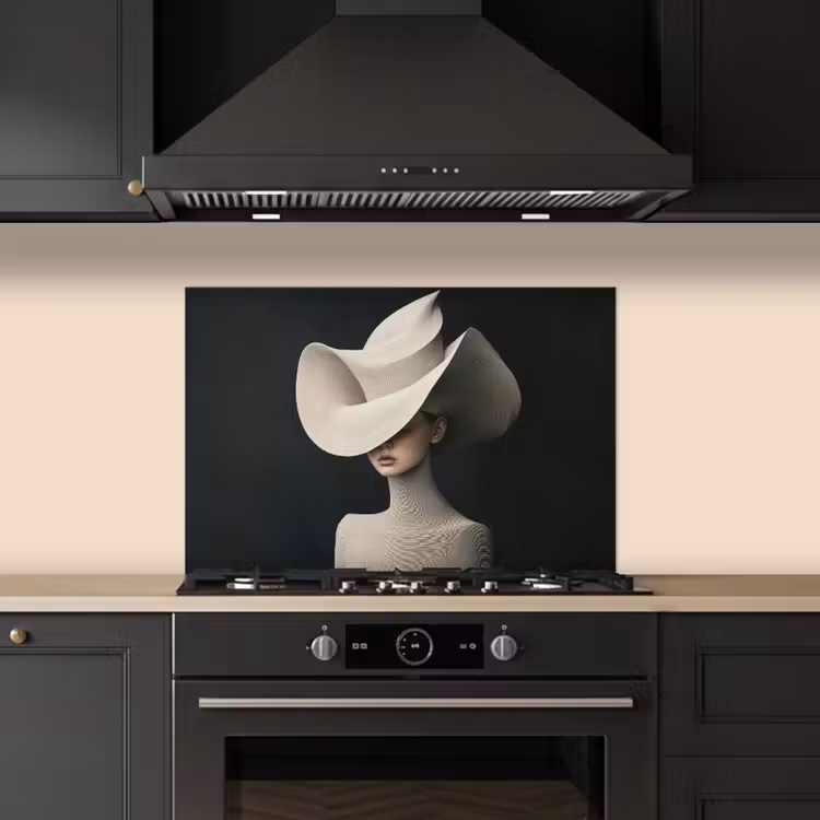 Spatscherm keuken - Vrouw - Golvende - Hoed — 2
