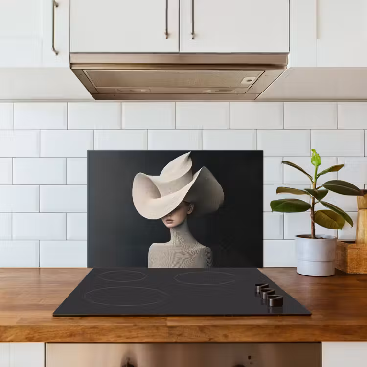 Spatscherm keuken - Vrouw - Golvende - Hoed — 6