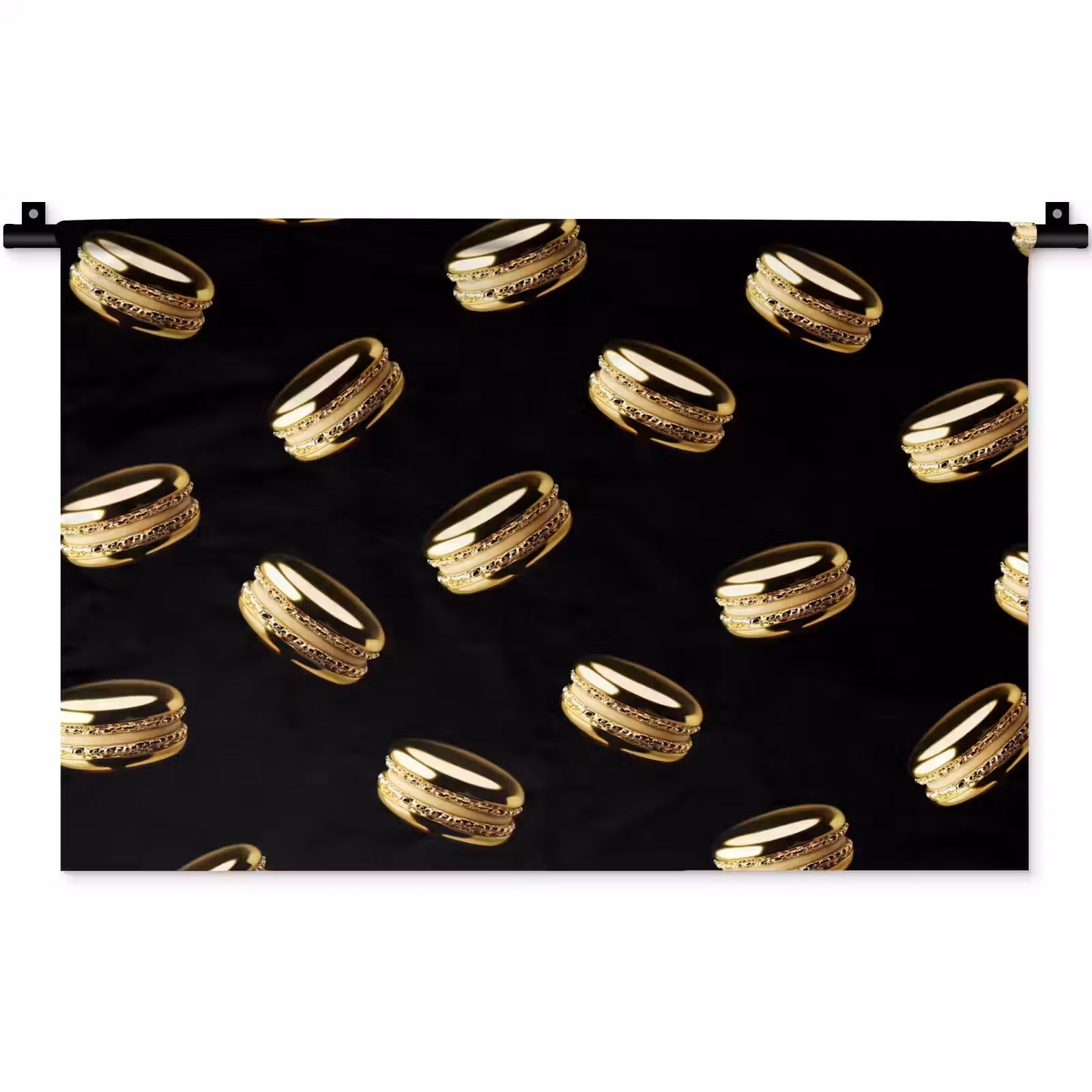 Wandkleed - Macarons - Patroon - Goud - Zwart — 1